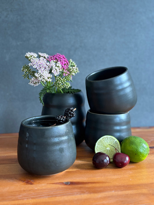 Satin black cocktail tumblers