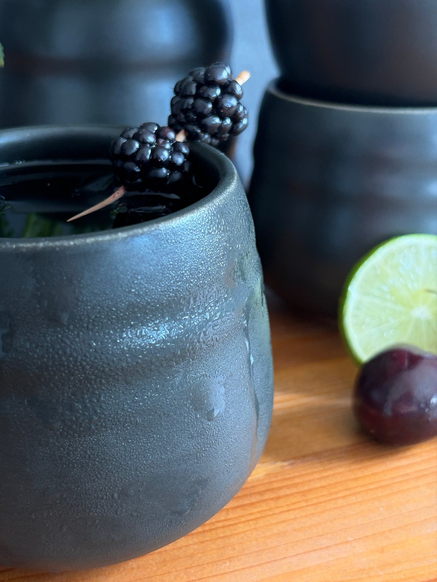 Satin black cocktail tumblers